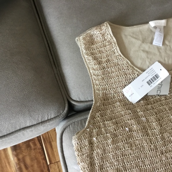 Chicos crochet sequin top, size 2, NWT - Picture 3 of 3